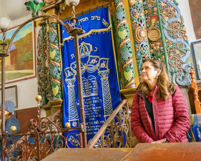 A traveler in a Synagogue in Israel.